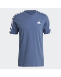 adidas Essentials 3-Streifen T-Shirt in Blau für Herren - Lyst