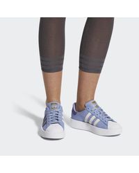 adidas Leather Superstar Bold Platform Shoes in Blue - Lyst