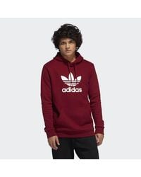 adidas men's trefoil hoodie burgundy