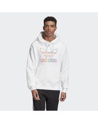 Sudadera con capucha Pride Trefoil Outline adidas de hombre de color Blanco  | Lyst