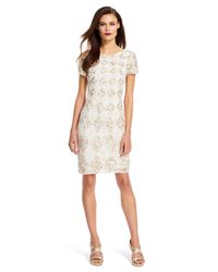 Adrianna Papell | Natural Embellished Mesh Tank Dress | Lyst