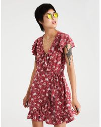 american eagle black wrap dress