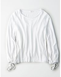 American Eagle White Don't Ask Why Pullover Crew Sweatshirt