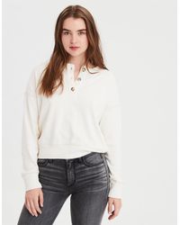 henley crew neck sweatshirt