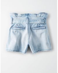 paperbag denim mom shorts