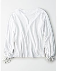 American Eagle White Don't Ask Why Pullover Crew Sweatshirt
