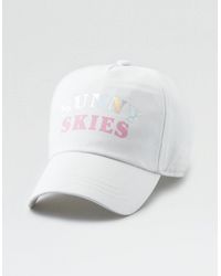 American Eagle White Graphic Twill Trucker Hat