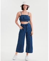 american eagle denim crop top