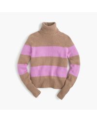 J.Crew | Pink Collection Cashmere Ribbed Turtleneck Sweater In Stripe | Lyst