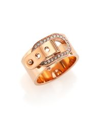 Michael Kors | Metallic Cityscape Hardware Pavé Buckle Band Ring | Lyst