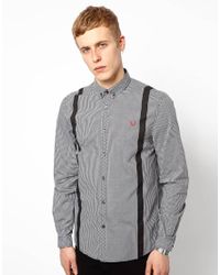 Fred Perry Shirt with Braces Print in White (Black) for Men - Lyst