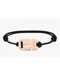 Tateossian - Pink Id Cut Out 18k Yellow Gold Black Wax Cord Bracelet for Men - Lyst