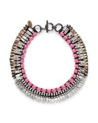 Venna | Multicolor Crystal Fringe Spike Necklace | Lyst