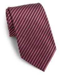 Saks Fifth Avenue | Red Narrow Striped Silk Tie for Men | Lyst