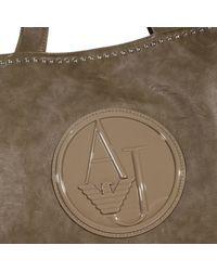 Armani Jeans | Gray Handbag Big Shopping Ecoleather Logo Patent | Lyst