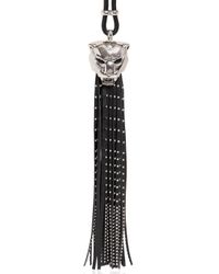 Roberto Cavalli | Metallic Silver Plated Panther Leather Necklace | Lyst