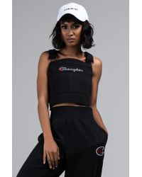 Champion Superfleece Overall Crop Top With Script Logo in Black | Lyst
