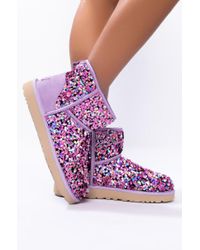 purple sequin boots