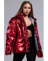 champion metallic jacket red