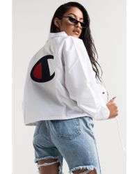 champion white coach jacket