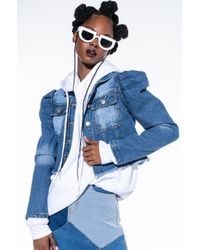 puffy shoulder jean jacket