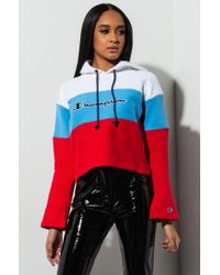 red crop champion hoodie