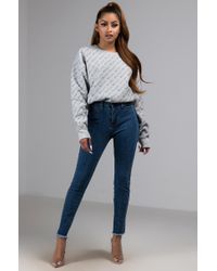 Champion Gray Reverse Weave Diagonal Script Print Crew Neck Sweatshirt