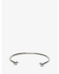 Alexander McQueen | Metallic Thin Twin Skull Bracelet | Lyst