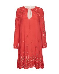 Alice + Olivia - Brick Morgana Embroidered Dress - Lyst