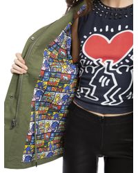 Alice + Olivia Cotton Keith Haring X Ao Russo Parka in Green | Lyst
