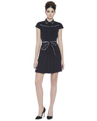Alice + Olivia Black Yoko Pleated Shirt Dress