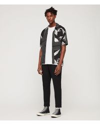 AllSaints Synthetic Border Shirt in Black/Ecru White (Black) for Men - Lyst