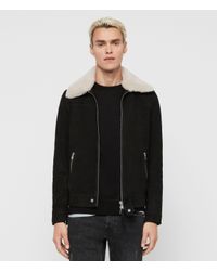 Allsaints Men S Lock Leather Jacket In Black For Men Lyst