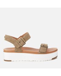 UGG Leather Angie Double Strap Flatform Sandals in Green - Lyst