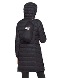 tommy hilfiger long chevron quilted puffer coat