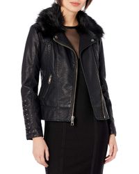 guess cream leather jacket