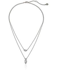 Nicole Miller Double Layer Marquise/pear Rhodium Necklace ...