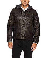 levis leather jacket with hood