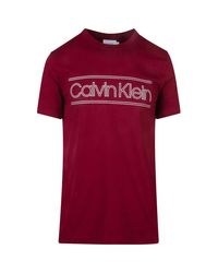 S t-Shirt Horizontal en Coton Biologique Rouge XL Coton Calvin Klein pour  homme en coloris Rouge - Lyst