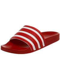 adidas Synthetic Adilette Slides in Scarlet Red/White (Red) for Men - Lyst