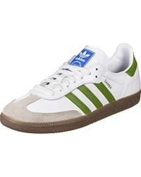 adidas Leather Samba Og White \u0026 Olive Ee7055 for Men - Lyst