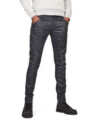 G-Star RAW Black 5620 3d Zip Knee Skinny Jeans for men