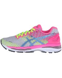 Asics Gel-nimbus 18 Running Shoes in Silver/Titanium/Hot Pink (Pink) - Lyst