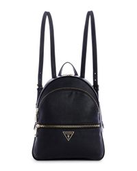 black leather guess backpack