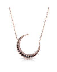 Anne Sisteron - Metallic 14kt Rose Gold Black Diamond Lunar Necklace - Lyst