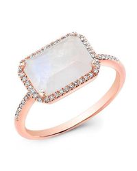 Anne Sisteron - Metallic 14kt Rose Gold Moonstone Diamond Chic Ring - Lyst