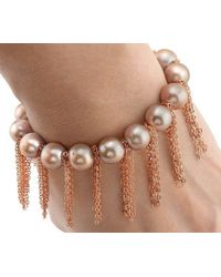 Anne Sisteron - Brown Rose Pearl Bracelet With Rose Gold-filled Fringe Chain - Lyst
