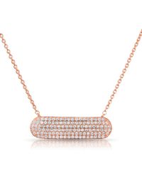 Anne Sisteron - Pink 14kt Rose Gold Diamond Id Plate Necklace - Lyst