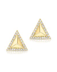 Anne Sisteron - Metallic 14kt Yellow Gold Diamond Triangle Pyramid Stud Earrings - Lyst