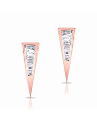 Anne Sisteron - Metallic 14kt Rose Gold Baguette Diamond Triangle Stud Earrings - Lyst
